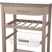 Load image into Gallery viewer, 33.90"H Warm Gray Rolling Kitchen Island with Marble Top
