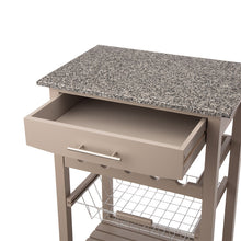 Load image into Gallery viewer, 33.90"H Warm Gray Rolling Kitchen Island with Marble Top