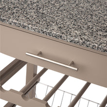 Load image into Gallery viewer, 33.90"H Warm Gray Rolling Kitchen Island with Marble Top