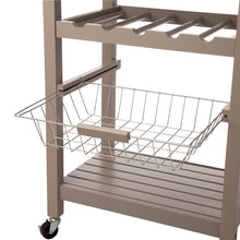 Load image into Gallery viewer, 33.90"H Warm Gray Rolling Kitchen Island with Marble Top