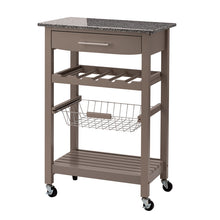 Load image into Gallery viewer, 33.90"H Warm Gray Rolling Kitchen Island with Marble Top