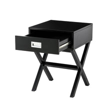 Load image into Gallery viewer, 21.85"H Black Wooden X-leg End Table with 1 Drawer