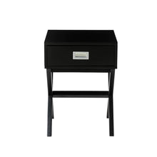 Load image into Gallery viewer, 21.85"H Black Wooden X-leg End Table with 1 Drawer