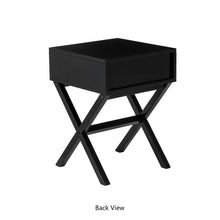 Load image into Gallery viewer, 21.85"H Black Wooden X-leg End Table with 1 Drawer