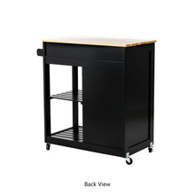Load image into Gallery viewer, 33.86"H Black Kitchen Island Cart with Solid Oak Wood Top