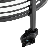 Load image into Gallery viewer, 29.5"H Black Deluxe 2-Tier Metal Round Mirrored Bar Cart