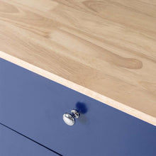 Load image into Gallery viewer, 34.25"H Navy Blue Wooden Basic Kitchen Cart/Island with Solid Oak Top