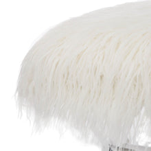 Load image into Gallery viewer, 25.6"L White and Clear Faux Fur Upholstered Bench with Acrylic X-Leg