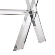 Load image into Gallery viewer, 25.6"L White and Clear Faux Fur Upholstered Bench with Acrylic X-Leg