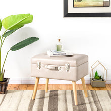 Load image into Gallery viewer, 19.69"L Morandi Light Grey Leathaire Upholstered Storage Stool
