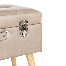 Load image into Gallery viewer, 19.69"L Morandi Light Grey Leathaire Upholstered Storage Stool