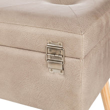 Load image into Gallery viewer, 19.69"L Morandi Light Grey Leathaire Upholstered Storage Stool