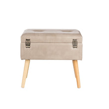 Load image into Gallery viewer, 19.69"L Morandi Light Grey Leathaire Upholstered Storage Stool