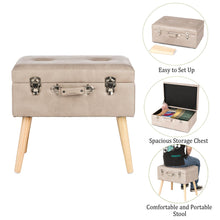 Load image into Gallery viewer, 19.69"L Morandi Light Grey Leathaire Upholstered Storage Stool