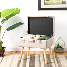 Load image into Gallery viewer, 19.69"L Morandi Light Grey Leathaire Upholstered Storage Stool