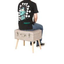 Load image into Gallery viewer, 19.69"L Morandi Light Grey Leathaire Upholstered Storage Stool