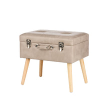 Load image into Gallery viewer, 19.69"L Morandi Light Grey Leathaire Upholstered Storage Stool