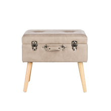 Load image into Gallery viewer, 19.69"L Morandi Light Grey Leathaire Upholstered Storage Stool