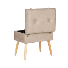 Load image into Gallery viewer, 19.69"L Morandi Light Grey Leathaire Upholstered Storage Stool