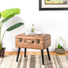 Load image into Gallery viewer, 19.69"L Whiskey Brown Leathaire Upholstered Storage Stool
