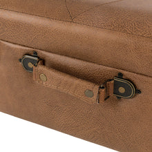Load image into Gallery viewer, 19.69"L Whiskey Brown Leathaire Upholstered Storage Stool
