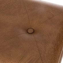 Load image into Gallery viewer, 19.69"L Whiskey Brown Leathaire Upholstered Storage Stool