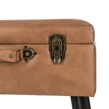 Load image into Gallery viewer, 19.69"L Whiskey Brown Leathaire Upholstered Storage Stool