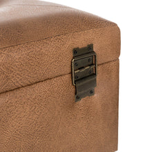 Load image into Gallery viewer, 19.69"L Whiskey Brown Leathaire Upholstered Storage Stool