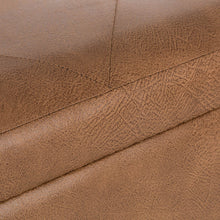 Load image into Gallery viewer, 19.69"L Whiskey Brown Leathaire Upholstered Storage Stool