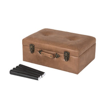 Load image into Gallery viewer, 19.69"L Whiskey Brown Leathaire Upholstered Storage Stool
