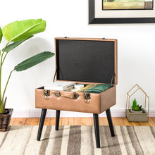 Load image into Gallery viewer, 19.69"L Whiskey Brown Leathaire Upholstered Storage Stool