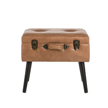 Load image into Gallery viewer, 19.69"L Whiskey Brown Leathaire Upholstered Storage Stool
