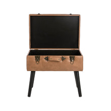 Load image into Gallery viewer, 19.69"L Whiskey Brown Leathaire Upholstered Storage Stool