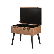 Load image into Gallery viewer, 19.69"L Whiskey Brown Leathaire Upholstered Storage Stool