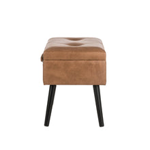 Load image into Gallery viewer, 19.69"L Whiskey Brown Leathaire Upholstered Storage Stool