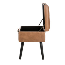 Load image into Gallery viewer, 19.69"L Whiskey Brown Leathaire Upholstered Storage Stool