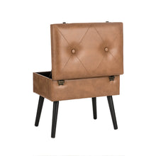 Load image into Gallery viewer, 19.69"L Whiskey Brown Leathaire Upholstered Storage Stool