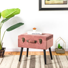 Load image into Gallery viewer, 19.69"L Pink Clay Velvet Upholstered Storage Stool