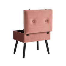 Load image into Gallery viewer, 19.69"L Pink Clay Velvet Upholstered Storage Stool