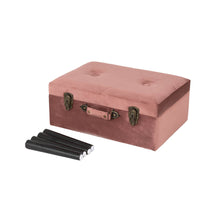 Load image into Gallery viewer, 19.69"L Pink Clay Velvet Upholstered Storage Stool