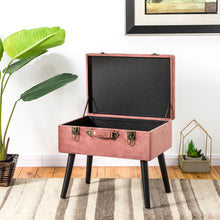 Load image into Gallery viewer, 19.69"L Pink Clay Velvet Upholstered Storage Stool