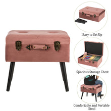 Load image into Gallery viewer, 19.69"L Pink Clay Velvet Upholstered Storage Stool