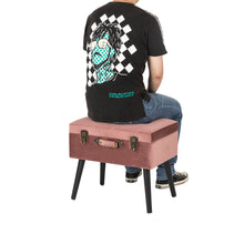 Load image into Gallery viewer, 19.69"L Pink Clay Velvet Upholstered Storage Stool