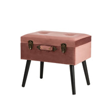 Load image into Gallery viewer, 19.69"L Pink Clay Velvet Upholstered Storage Stool
