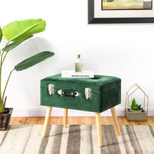 Load image into Gallery viewer, 19.69"L Hunter Green Velvet Upholstered Storage Stool