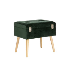Load image into Gallery viewer, 19.69"L Hunter Green Velvet Upholstered Storage Stool