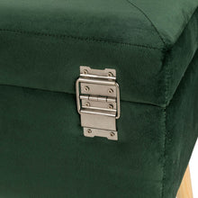 Load image into Gallery viewer, 19.69"L Hunter Green Velvet Upholstered Storage Stool