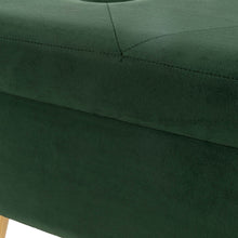 Load image into Gallery viewer, 19.69"L Hunter Green Velvet Upholstered Storage Stool