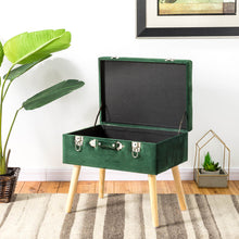 Load image into Gallery viewer, 19.69"L Hunter Green Velvet Upholstered Storage Stool