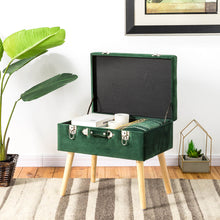 Load image into Gallery viewer, 19.69"L Hunter Green Velvet Upholstered Storage Stool